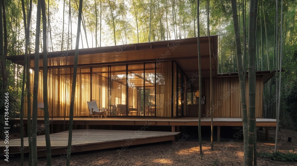 Serene Bamboo Forest Retreat, Modern Architecture Amidst Nature's Embrace Serene Bamboo Forest Retreat, Modern Architecture Amidst Nature's Embrace