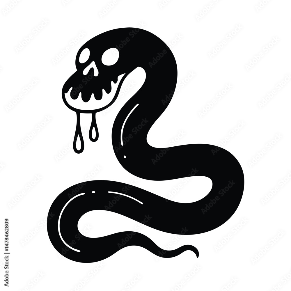 snake with skull head slime on white snake with skull head slime on white