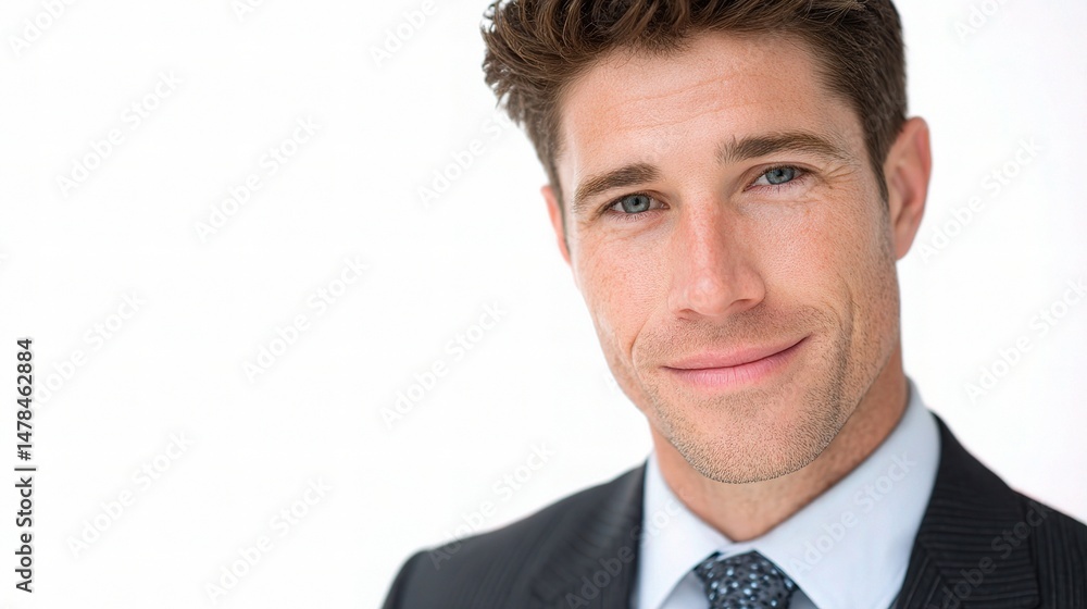 Young Executive in Blue Tie Smiling Confidently Portrait Image Young Executive in Blue Tie Smiling Confidently Portrait Image