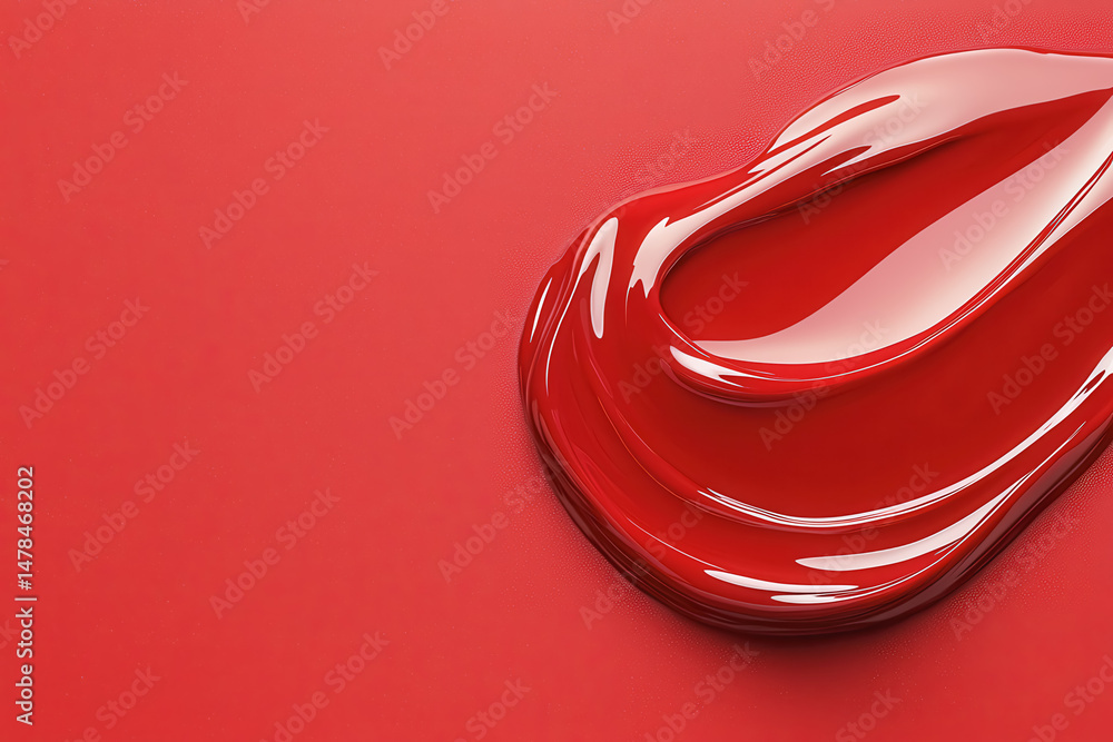 Naklejka premium Shiny red nail polish spread on a surface creating a glossy and vibrant look with a rich color palette