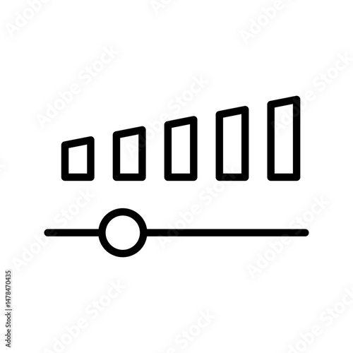 Volume increase interface design set in horizontal style for smartphone and other devices in black color. Volume levels set.