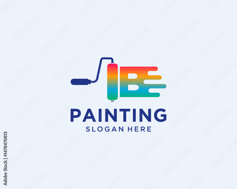 letter B roll painting logo letter B roll painting logo