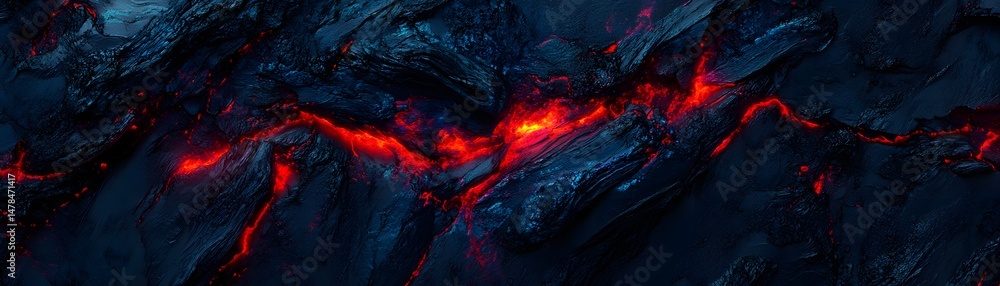 Fototapeta premium Intense view of molten rock flowing.