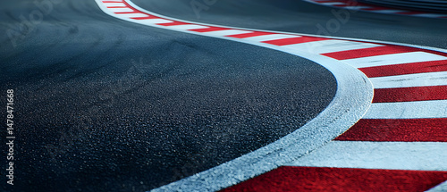 Close Up Racing Track With Red And White Stripes