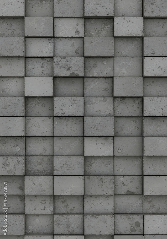 Naklejka premium A detailed view of a textured concrete brick wall creates an interesting background.