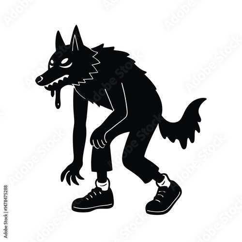 werewolf wearing sneakers slime on white