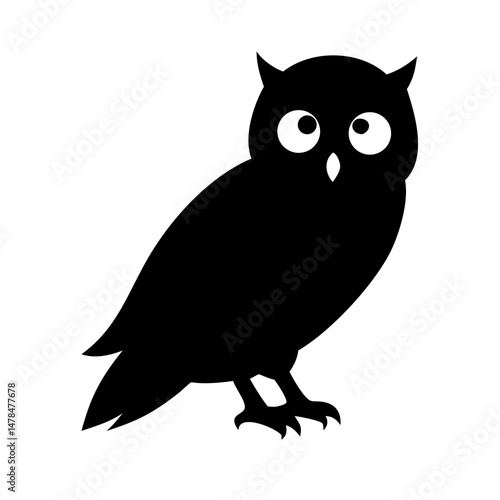 Owl silhouette on transparent background for web and graphic design