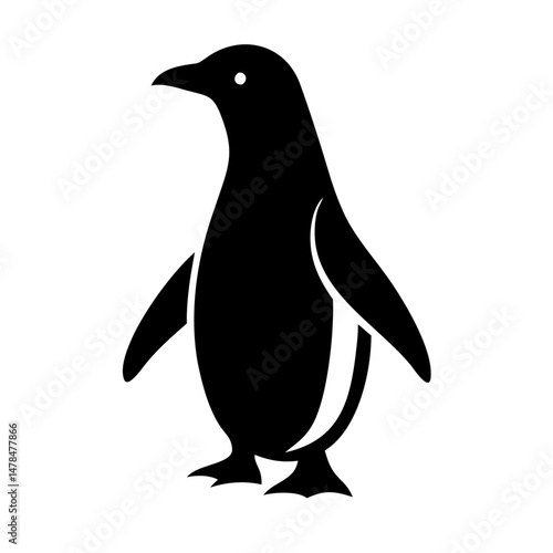 Penguin silhouette on transparent background for web and graphic design