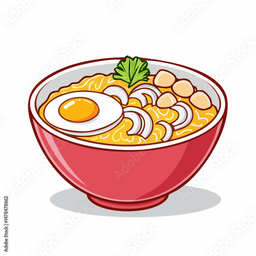 鶏肉と玉子がとろける親子丼のベクターアイコン