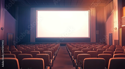 Empty movie theater screen.