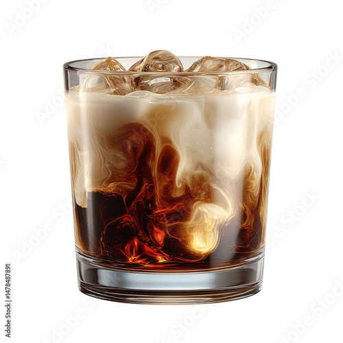 Iced White Russian Cocktail in Rocks Glass with