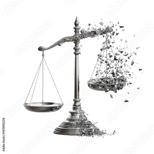 Crumbling Scales of Justice Concept Image of