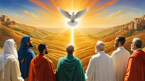Disciples Embracing Earth's Horizon, Pentecost a Christian holiday, the descent of the Holy Spirit.