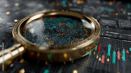 Wallpaper Mural Magnifying Glass on Financial Data  Market Analysis  Global Economy Research Torontodigital.ca