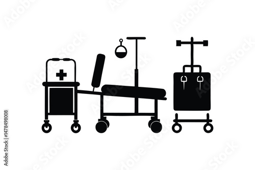 Representing medical care equipment silhouette