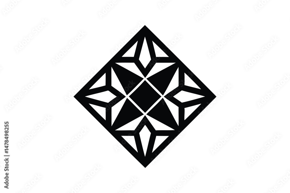 Rhombus Pattern Design silhouette on white background Rhombus Pattern Design silhouette on white background