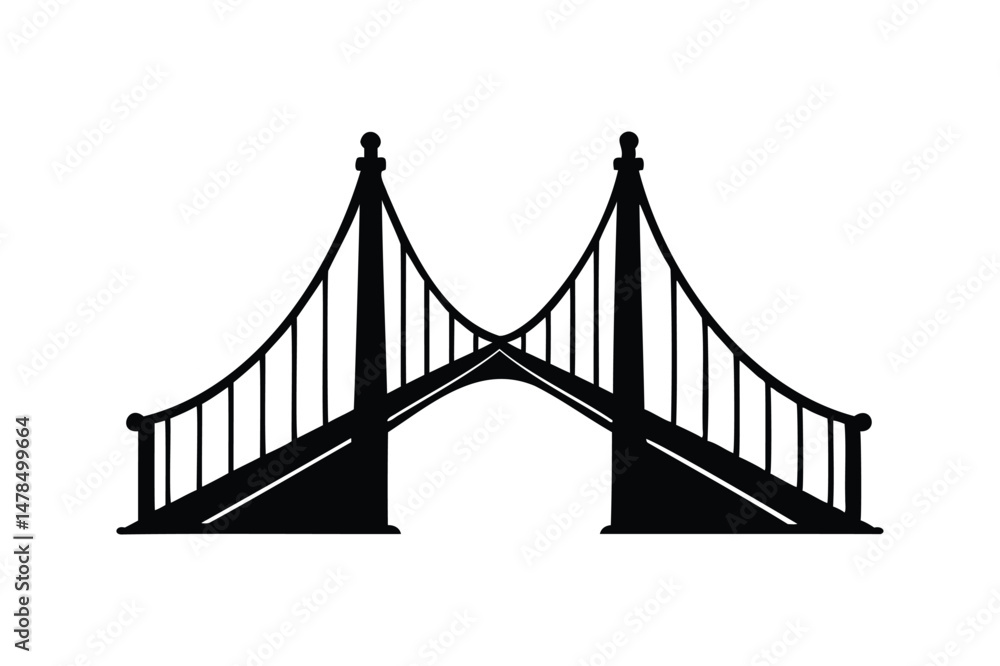 Fototapeta premium Sling of bridge silhouette on white background