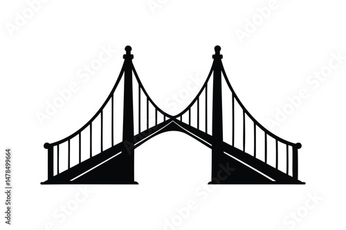Sling of bridge silhouette on white background