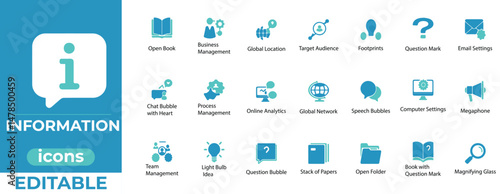 Editable information icons with a clean, modern style ideal for UI, apps, help centers, websites, and user assistance tools
