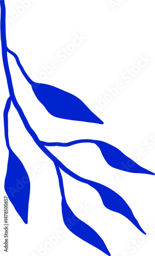 Blue leaf branch, modern concept of nature and beauty.