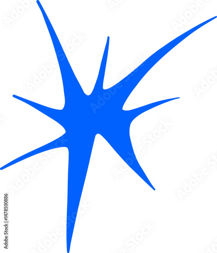 Blue starburst, an asymmetrical design, concept of an abstract.