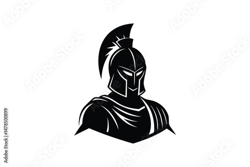 Spartan warrior in helmet silhouette