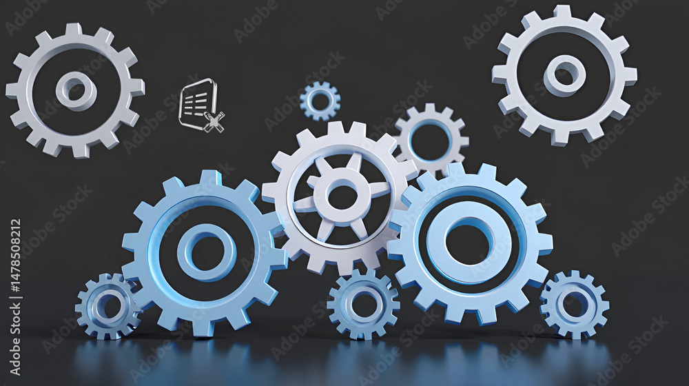 Planning, organizing, directing, controlling - gears concept - 3D illustration Planning, organizing, directing, controlling - gears concept - 3D illustration