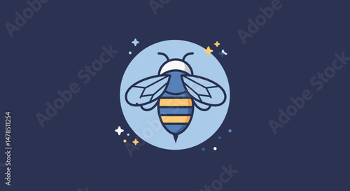 Stylized Spaceship Orbiting Celestial Body Night Sky