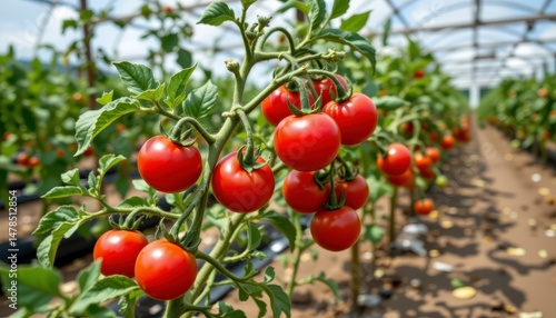 Wallpaper Mural Fresh Red Tomatoes Growing in a Greenhouse Surrounded by Lush Green Foliage Torontodigital.ca
