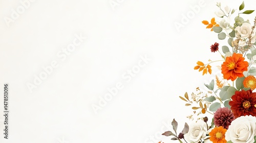 Elegant Floral Arrangement with Soft Color Palette on White Background