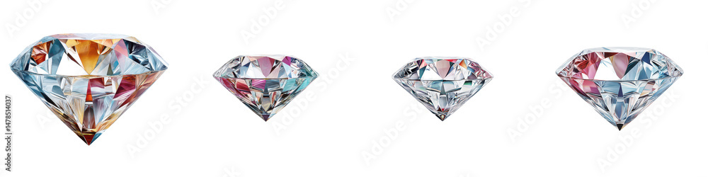Brilliantly cut diamonds showcasing vibrant, sparkling colors and unique, eye-catching reflections, perfect for luxury product promotions or elegant design inspirations. Brilliantly cut diamonds showcasing vibrant, sparkling colors and unique, eye-catching reflections, perfect for luxury product promotions or elegant design inspirations.
