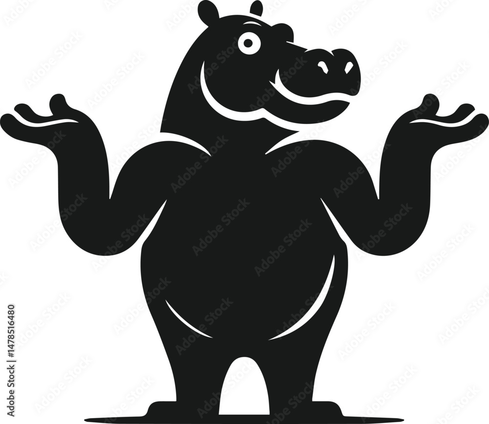 Fototapeta premium Animal vector silhouette of a hippo