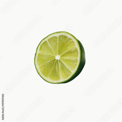 Fresh Lime Slice on Dark Transparent background