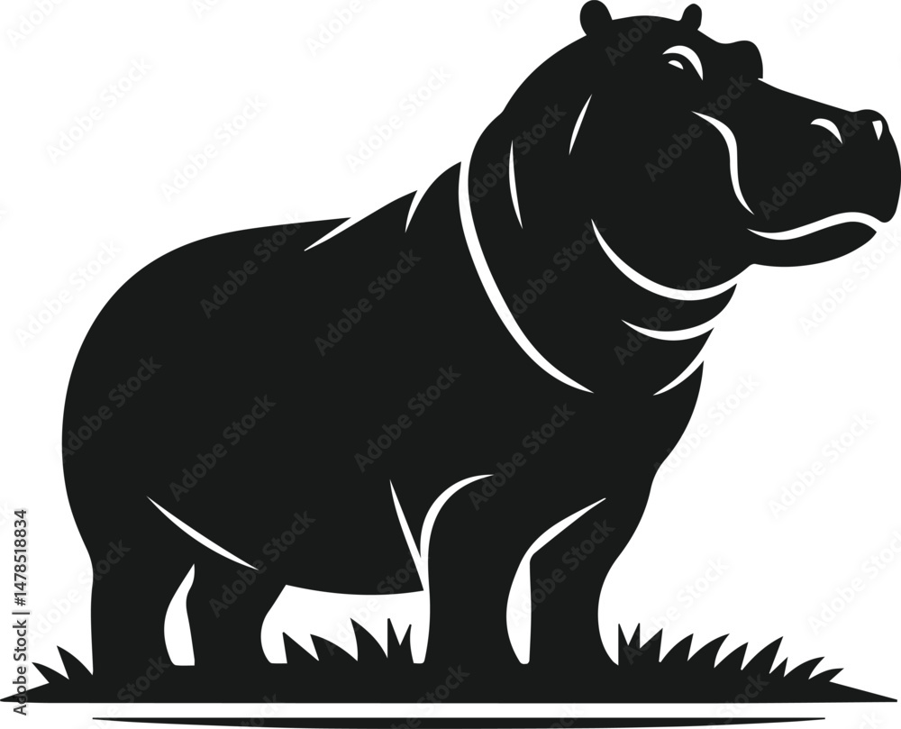 Fototapeta premium Animal vector silhouette of a hippo