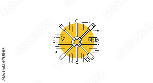 Hub and Spoke Logistics Network: Minimalist Yellow and Gray Design