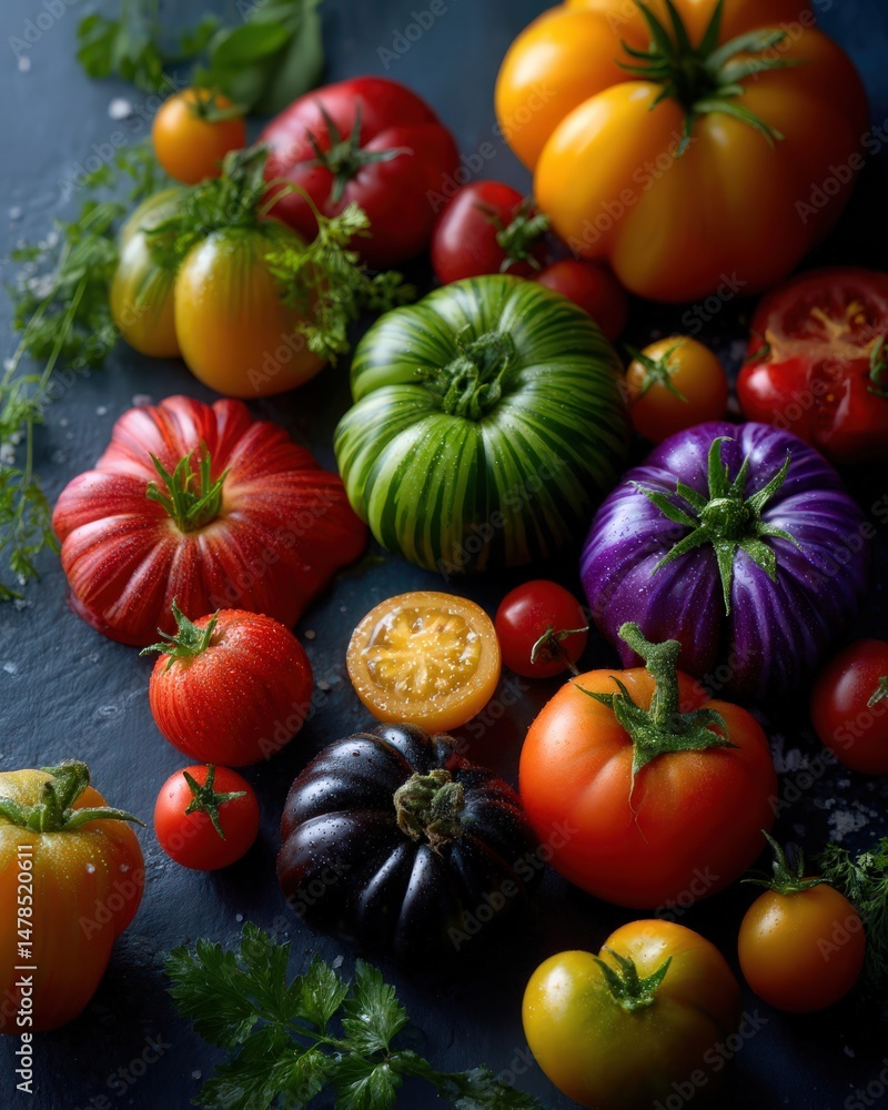 colorful heirloom tomatoes of different shapes
colorful heirloom tomatoes of different shapes