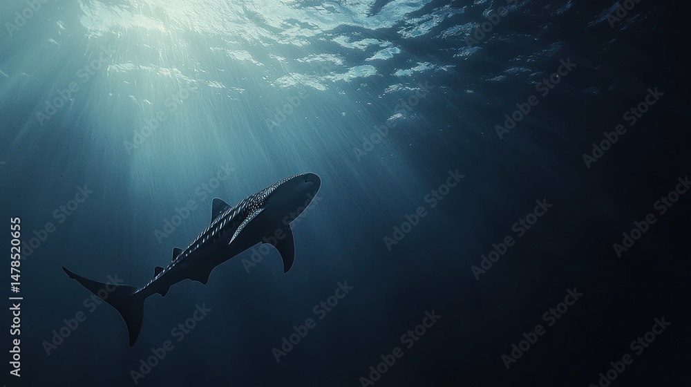 Fototapeta premium A whale shark peacefully swimming in open water