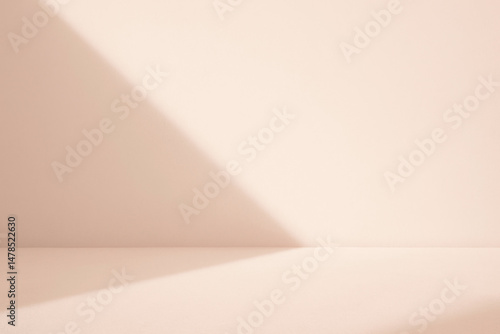 Elegant contemporary natural light shadow on wall and table top for organic beauty cosmetic and skin care product display background