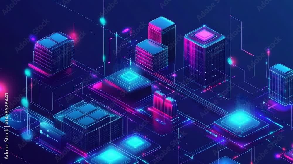 Futuristic Cityscape: Digital Metropolis, Neon Glow, Technological Innovation Futuristic Cityscape: Digital Metropolis, Neon Glow, Technological Innovation