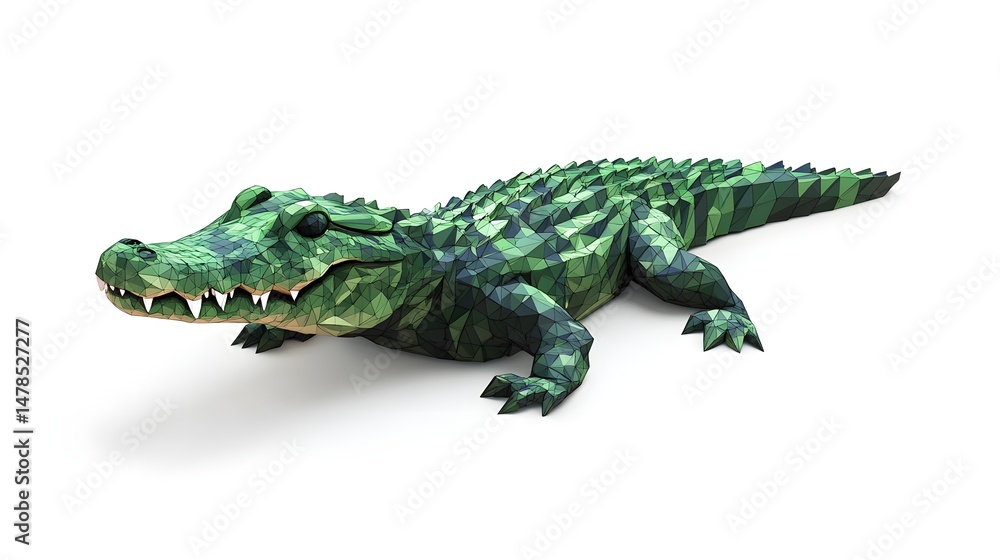 Digital rendering of a stylized green crocodile. Digital rendering of a stylized green crocodile.