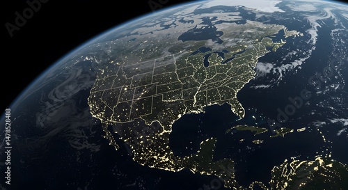 North America at Night: A Stunning Satellite View of City Lights Illuminating the Continent