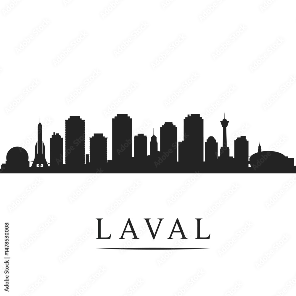 Fototapeta premium Laval Skyline with Canada Cityscape Silhouette.