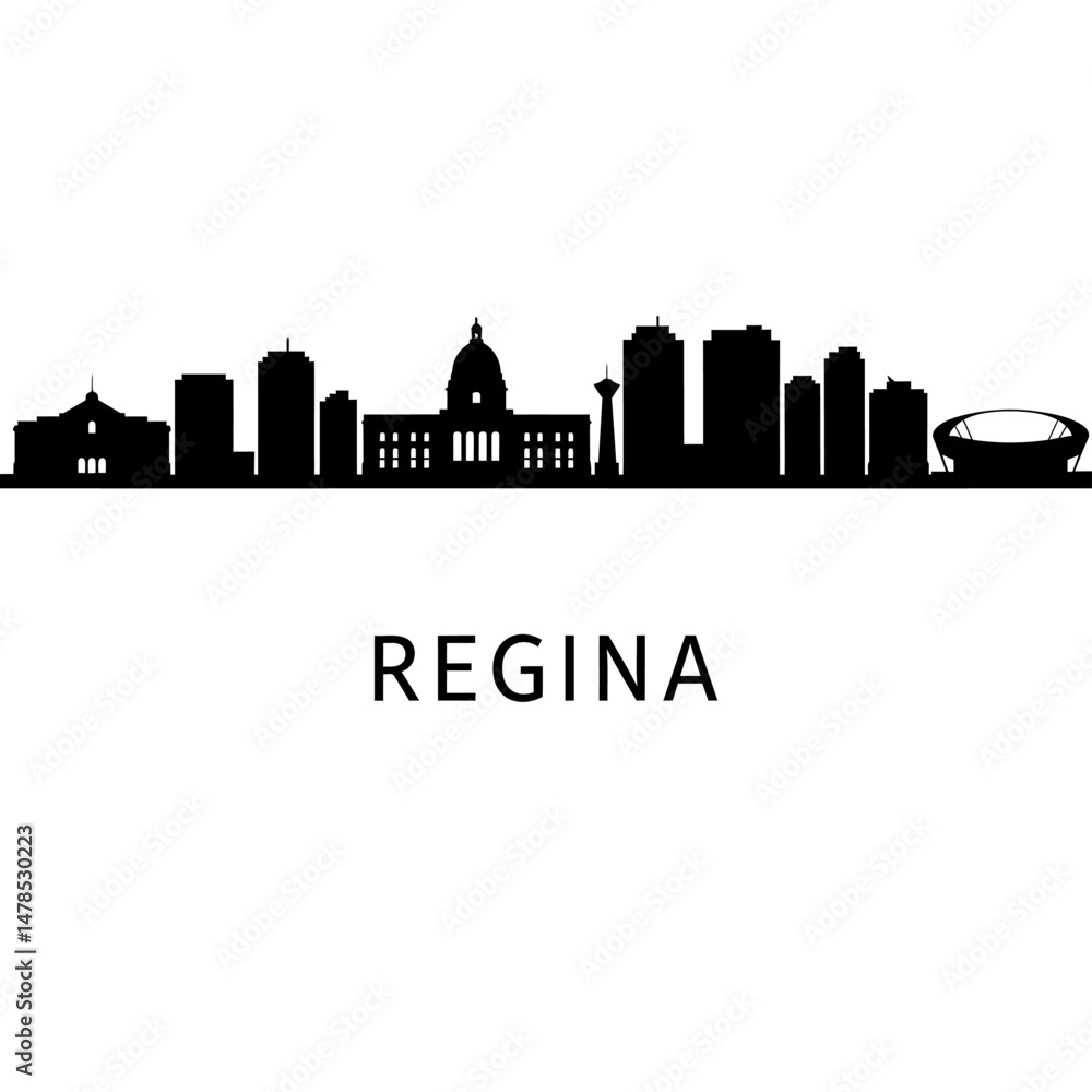 Naklejka premium Regina Skyline with Saskatchewan, and Canada Cityscape.