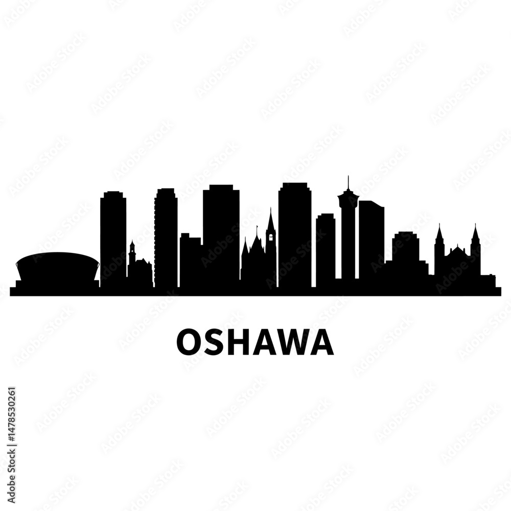 Naklejka premium Oshawa Skyline with Ontario, and Canada Cityscape Vector.