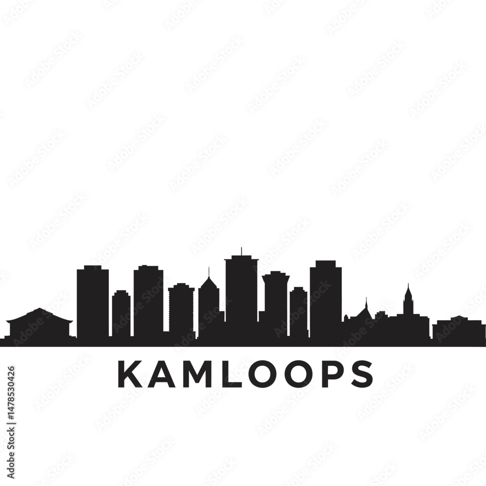 Kamloops Skyline with BC Canada Cityscape Silhouette. Kamloops Skyline with BC Canada Cityscape Silhouette.