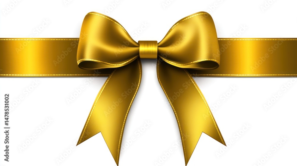 luxurious golden ribbon bow isolated on white background, ideal luxurious golden ribbon bow isolated on white background, ideal