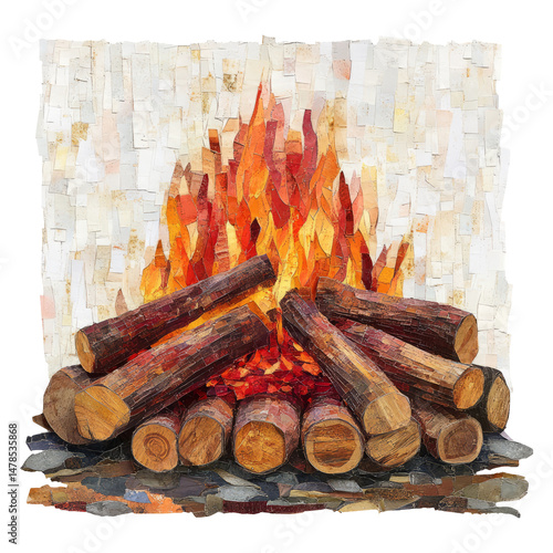 Wallpaper Mural Isolated Firewood Stack with Flames on Transparent Background Torontodigital.ca
