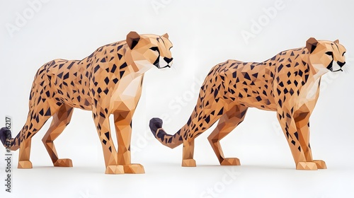 Two low-poly cheetah renderings on a plain backdrop.