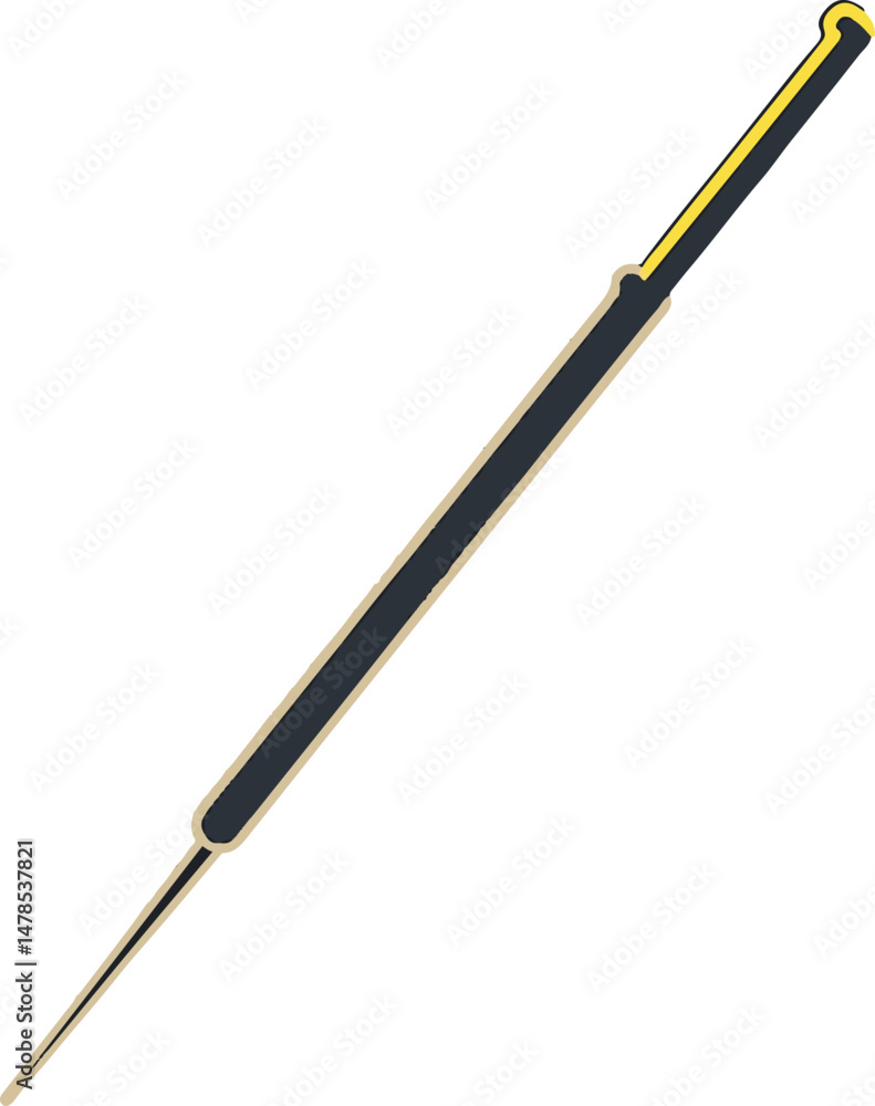 Flat minimal bold silhouette icon of acupuncture needle dark gray silhouette with a light yellow accent detail health wellness icon Flat minimal bold silhouette icon of acupuncture needle dark gray silhouette with a light yellow accent detail health wellness icon