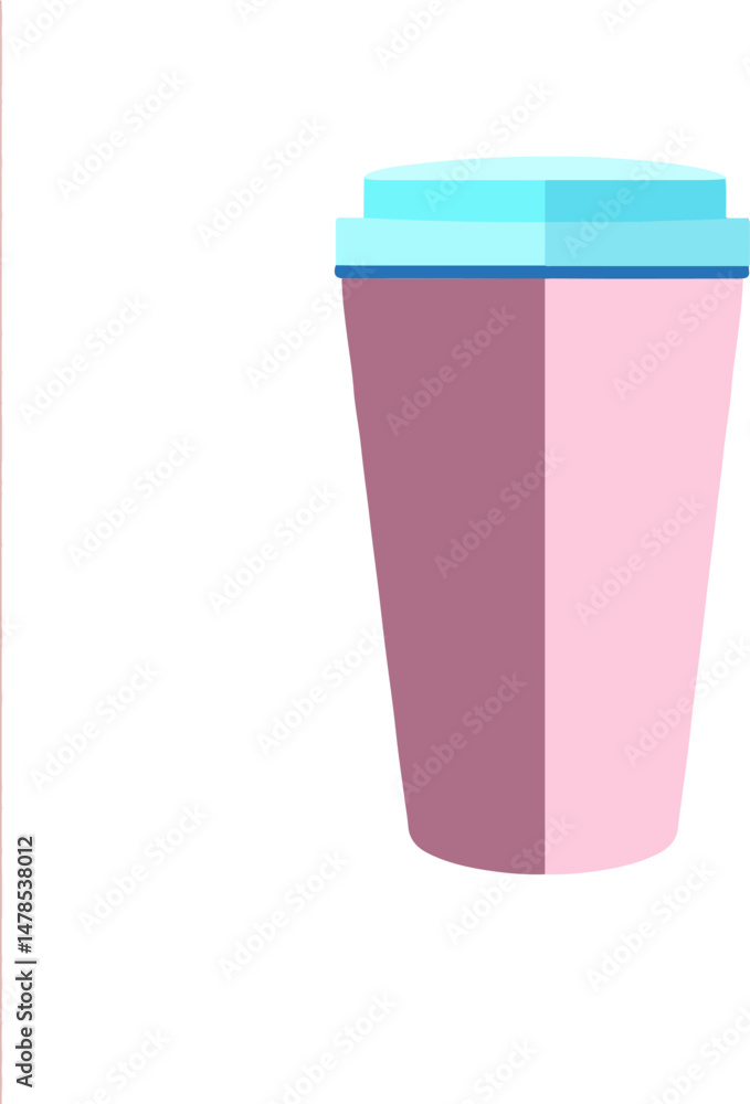 Flat minimal bold silhouette icon of post workout protein shake light pink silhouette with a blue accent detail health wellness icon Flat minimal bold silhouette icon of post workout protein shake light pink silhouette with a blue accent detail health wellness icon
